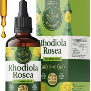 HERBAMAMA Rhodiola Rosea Extract - Rhodiola Rosea Supplement Drops for Mood & Calm Support - Vegan, Non-GMO, Alcohol & Sugar-Free Liquid Formula, 84-Day Supply