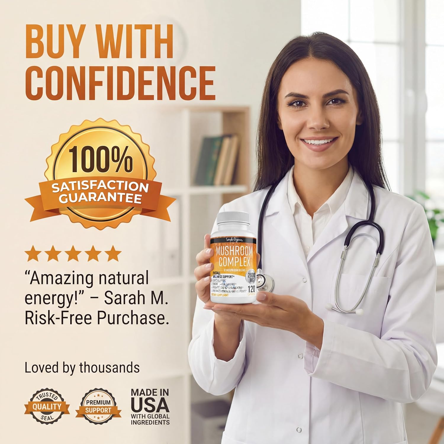 10 Mushroom Brain Supplement for Memory and Focus 2600mg | Energy and Immune Support | Cordyceps, Reishi, Lion’s Mane, Chaga, Turkey Tail, Maitake, Shiitake, Enoki, Agaricus, & Oyster - Image 8