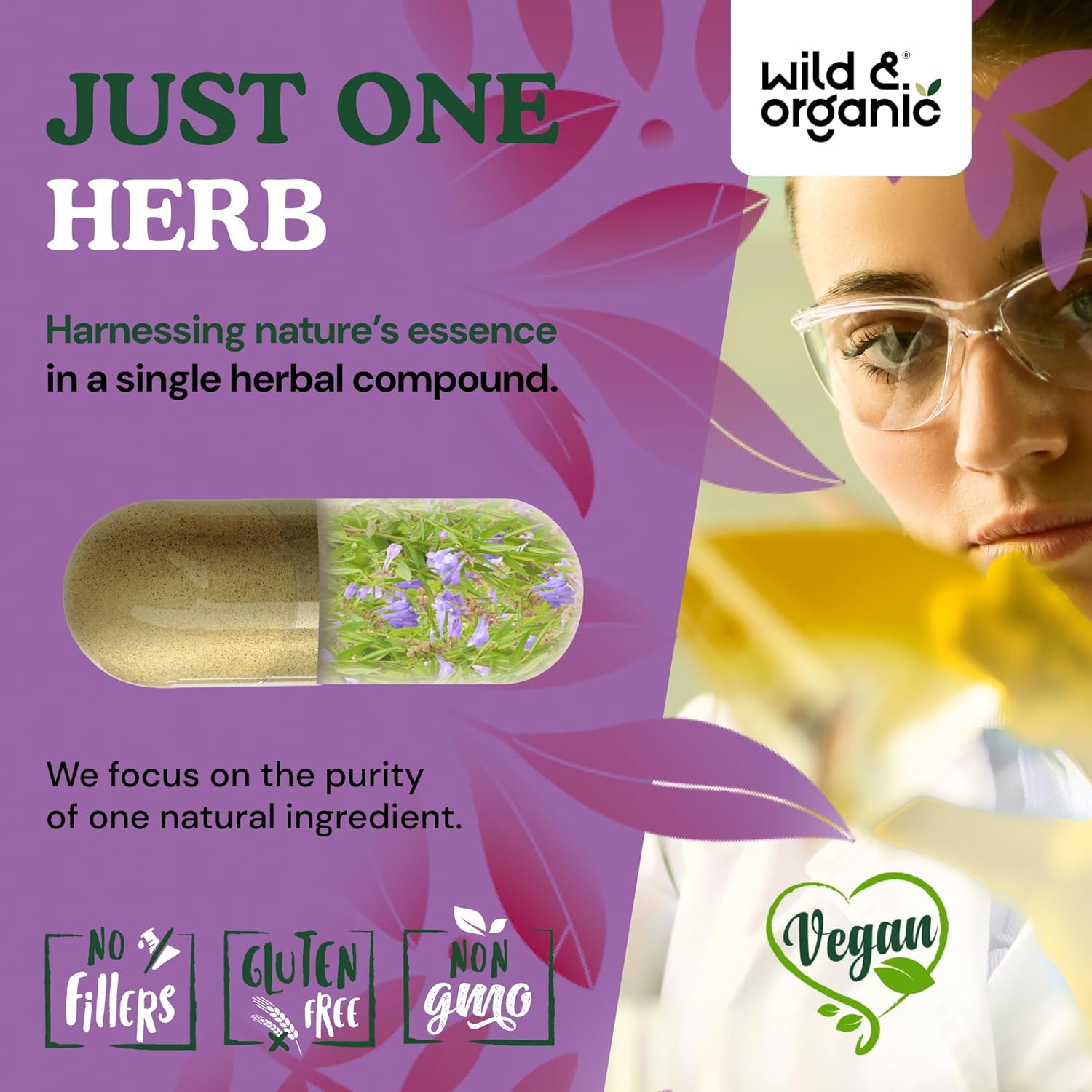 Wild & Organic Skullcap Herb Capsules 1200 mg - Calming Skullcap Supplement - 180 Capsules - Scutellaria Lateriflora Leaf Extract - 3-Month Supply - Vegan, No Fillers, Non-GMO - Image 5