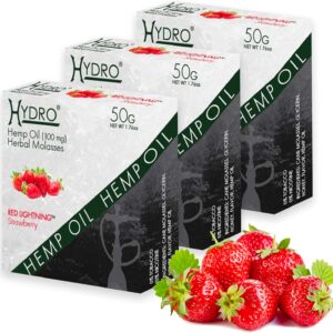 Hydro Hookah Flavor With Hemp Oil Extract, Hookah Shisha Red Lightning Strawberry Flavor, Fruit Hydro Hookah Flavor Set, Nicotine Free Hookah Hemp Oil Flavors, 50-Gram Packs (Pack of 3,150g)