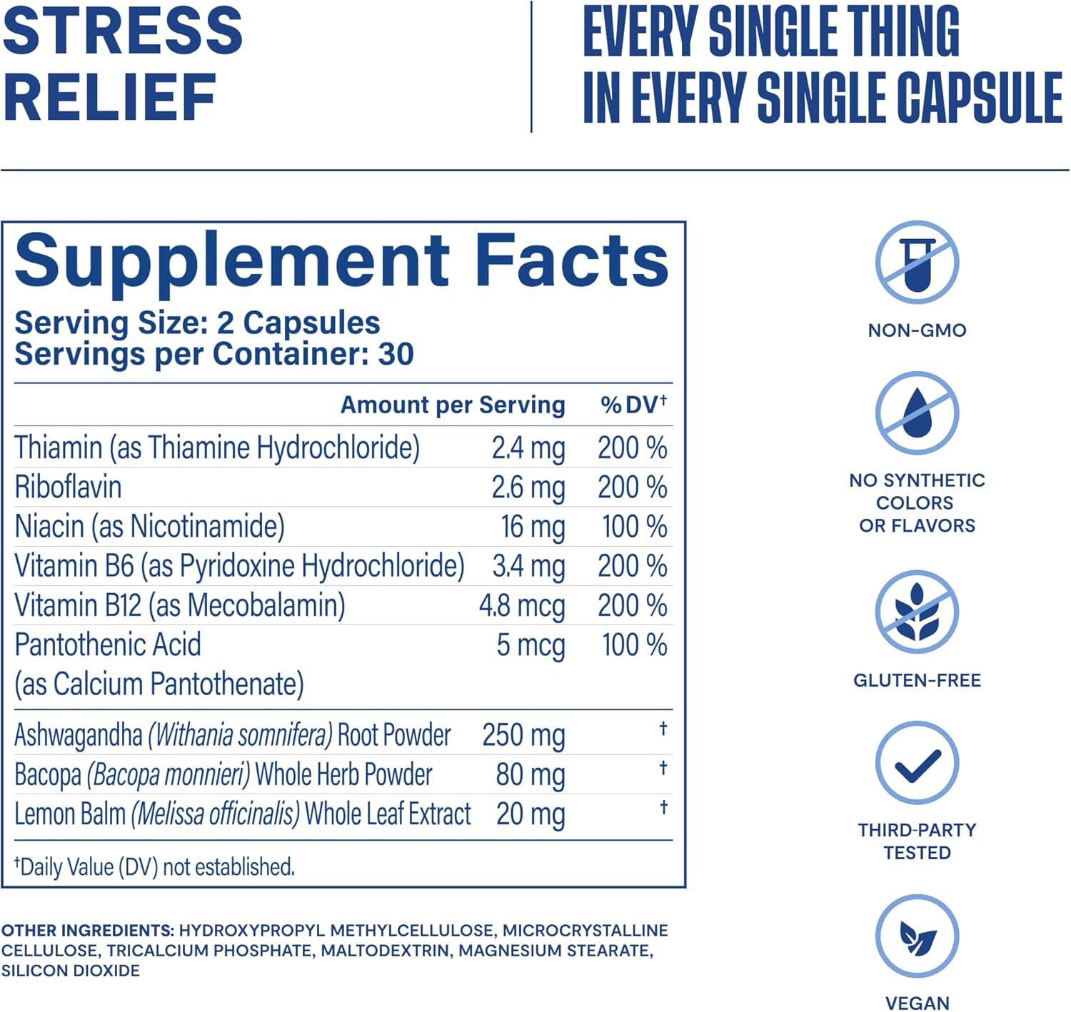 Habit Stress Relief Supplement (60 Capsules) - New Look, Supports Relaxation & Mood Balance, Vitamin B, Adaptogens, Lemon Balm, Calming, Vegan, Non-GMO (1 Pack) - Image 8
