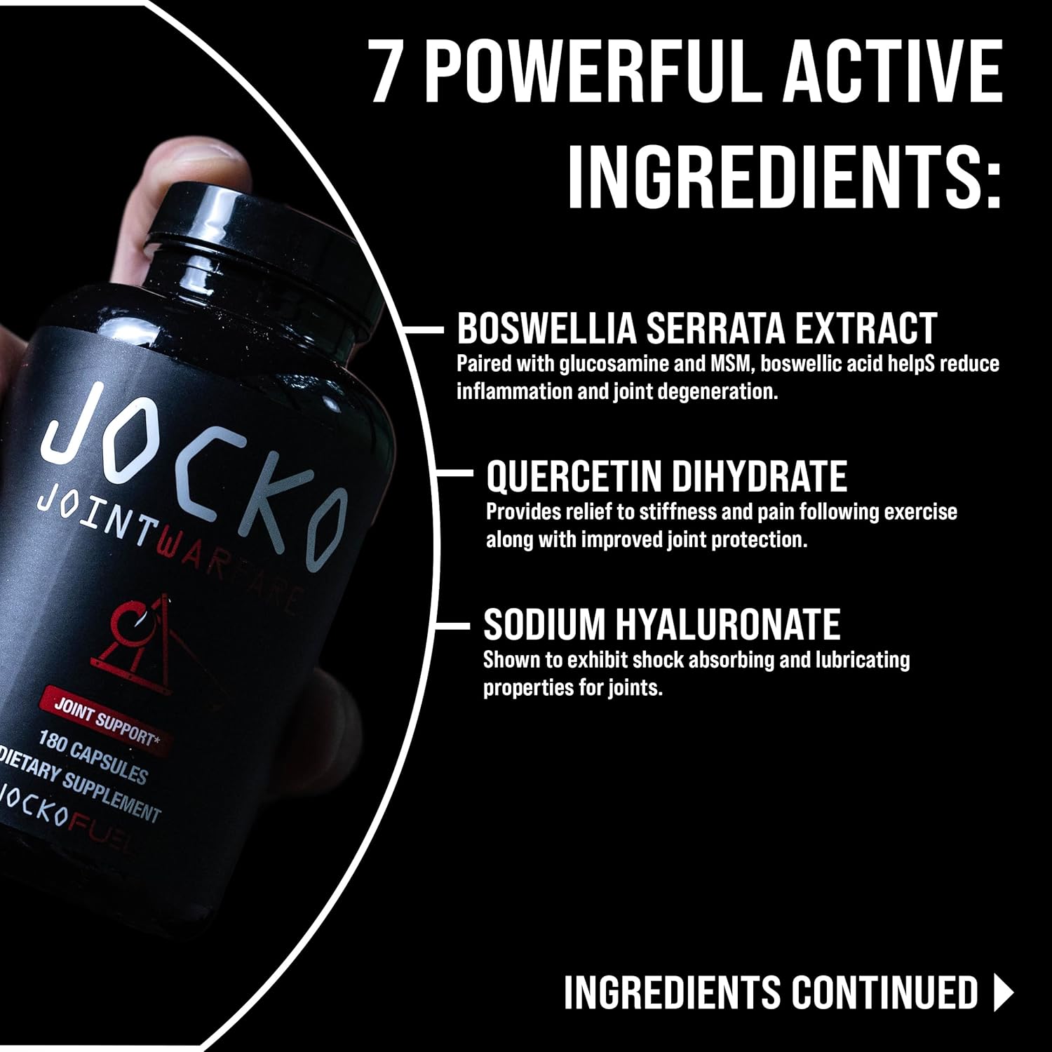 Jocko Fuel Joint Support Supplement - Glucosamine MSM for Joint Pain, Mobility, & Flexibility w/Turmeric & Boswellia (180 Capsules) - Image 5