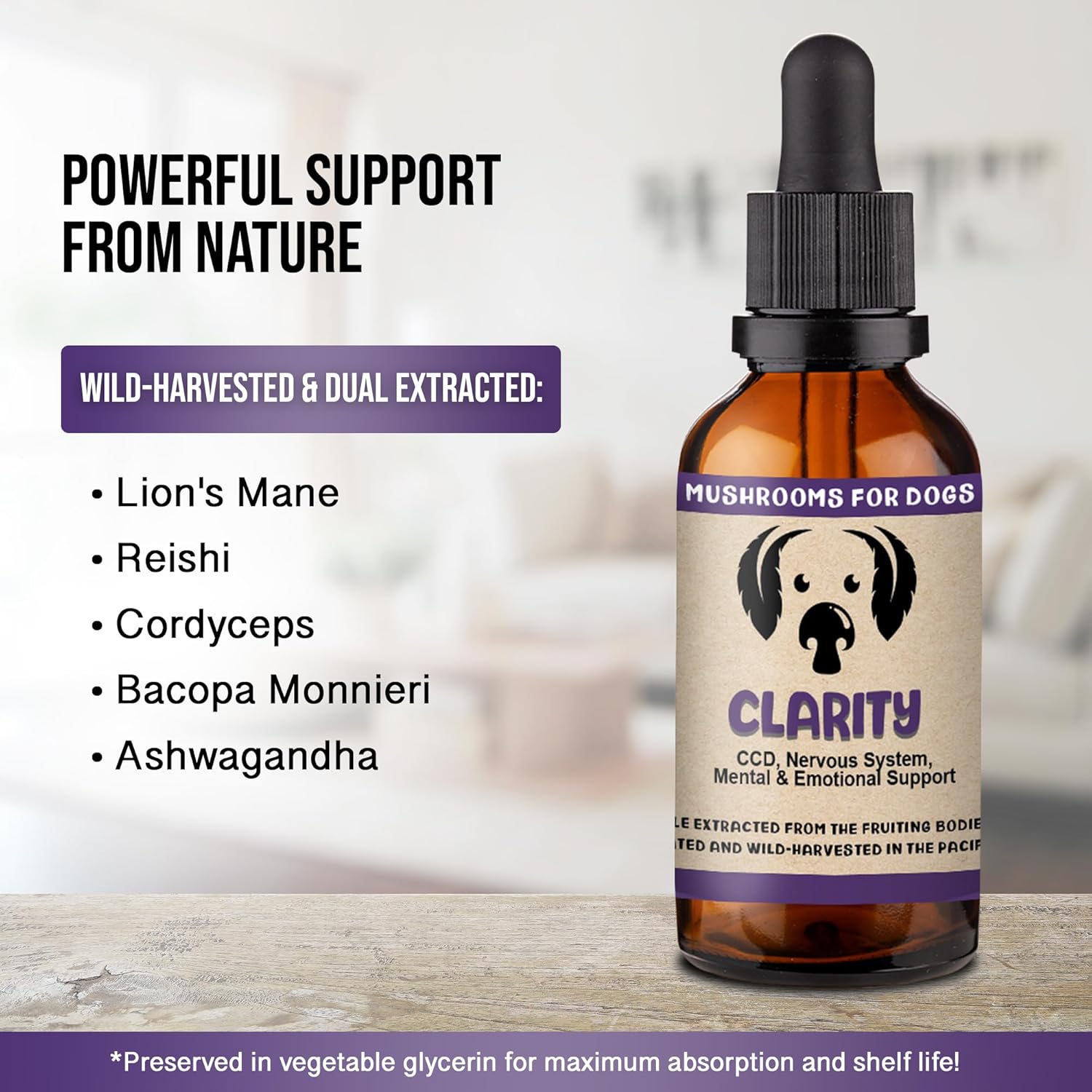 Calm & Clarity Cognitive Support Bundle: Calm Hemp Oil for Dogs (Dog Calming Drops) | MycoDog Clarity Mushroom Extract & Adaptogen Tincture for Emotional, and Mental Wellness - Image 3