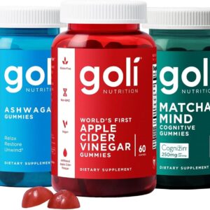 Goli Favorites Trio: Ashwagandha KSM-66, Apple Cider Vinegar, Matcha Mind Supplements with Cognizin, Vitamins D2 and B12