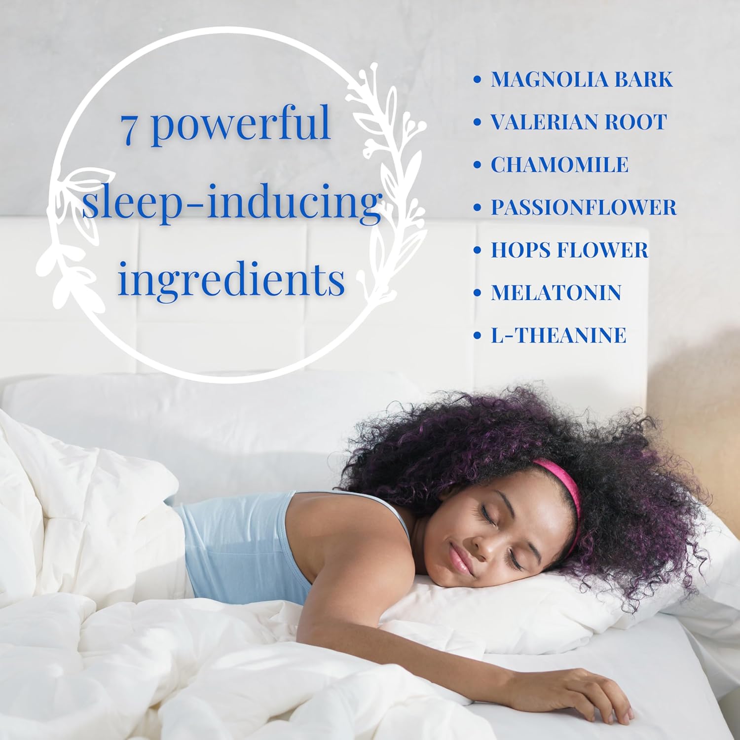 Natural Sleep Aid for Adults with Low Dose Melatonin 0.5mg – Valerian Root + L-Theanine Supplement, Chamomile | No Morning Grogginess | Non-Habit Forming, 60 Ct - Image 2