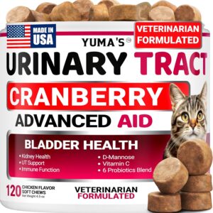 Cat Urinary Tract Health - Cranberry Supplement for Cats - Promotes Healthy Digestion & Normal Bladder Function - Probiotics - Vitamins and Food Supplements - Immune & Multivitamin Support Chews