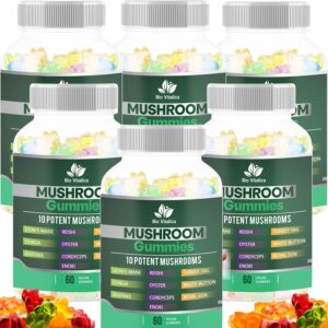Mushroom Gummies – 10 Mushroom Complex with Lion’s Mane, Reishi, Chaga, Cordyceps & More – Fruity Vegan Gummies – Non-GMO, Gluten-Free, Plant-Based – 6 Packs