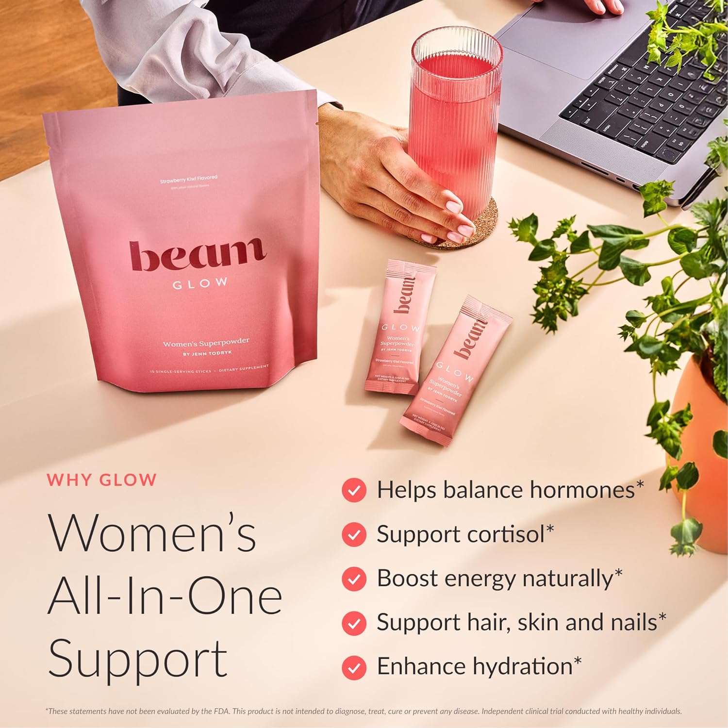 Beam Glow Hormone Balance Supplement for Women – Cortisol Supplement for Women, PMS Relief Supplement, Perimenopause & PCOS Support, Womens Vitamins, Thyroid Support with Ashwagandha & Selenium - Image 2