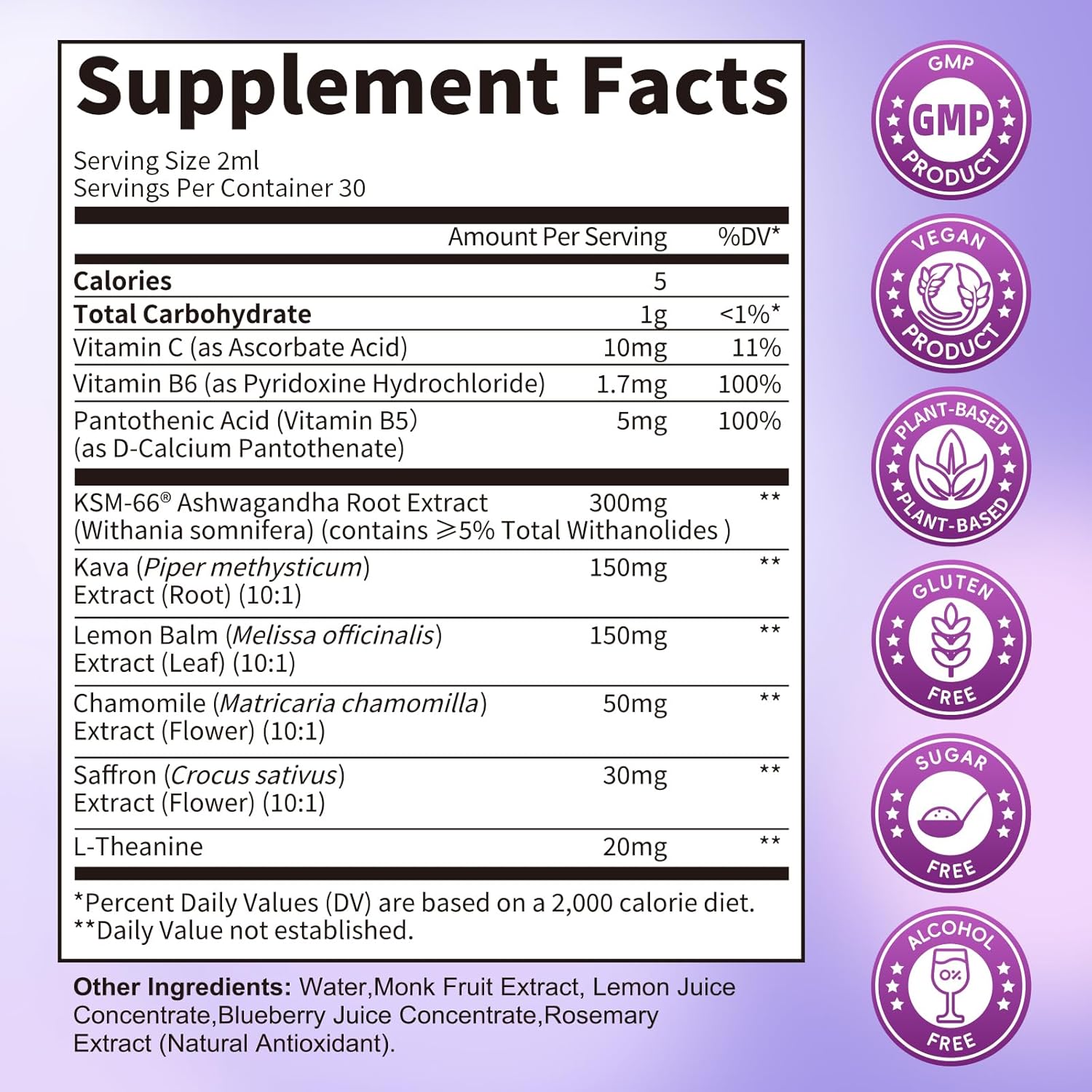 Cortisol Supplements for Women, Cortisol Reducer Manager Detox with KSM-66® Ashwagandha, Kava, Lemon Balm & Vitamin C B5 B6, Lower Cortisol, Hormone Harmony Liquid Drops, 2 FL.OZ, Blueberry Flavor - Image 4