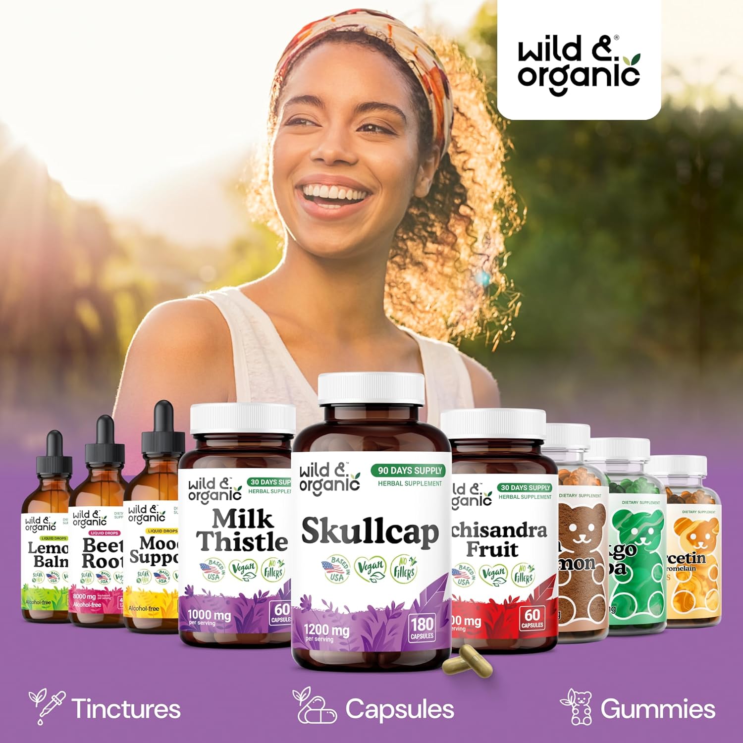 Wild & Organic Skullcap Herb Capsules 1200 mg - Calming Skullcap Supplement - 180 Capsules - Scutellaria Lateriflora Leaf Extract - 3-Month Supply - Vegan, No Fillers, Non-GMO - Image 6