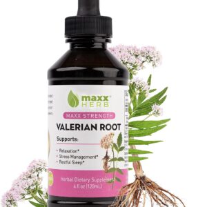 Maxx Herb Valerian Root Extract - Max Strength, Liquid Valerian Root Absorbs Better Than Capsules, for Relaxation and Restful Sleep, Alcohol-Free - 4 Oz Bottle (60 Servings)