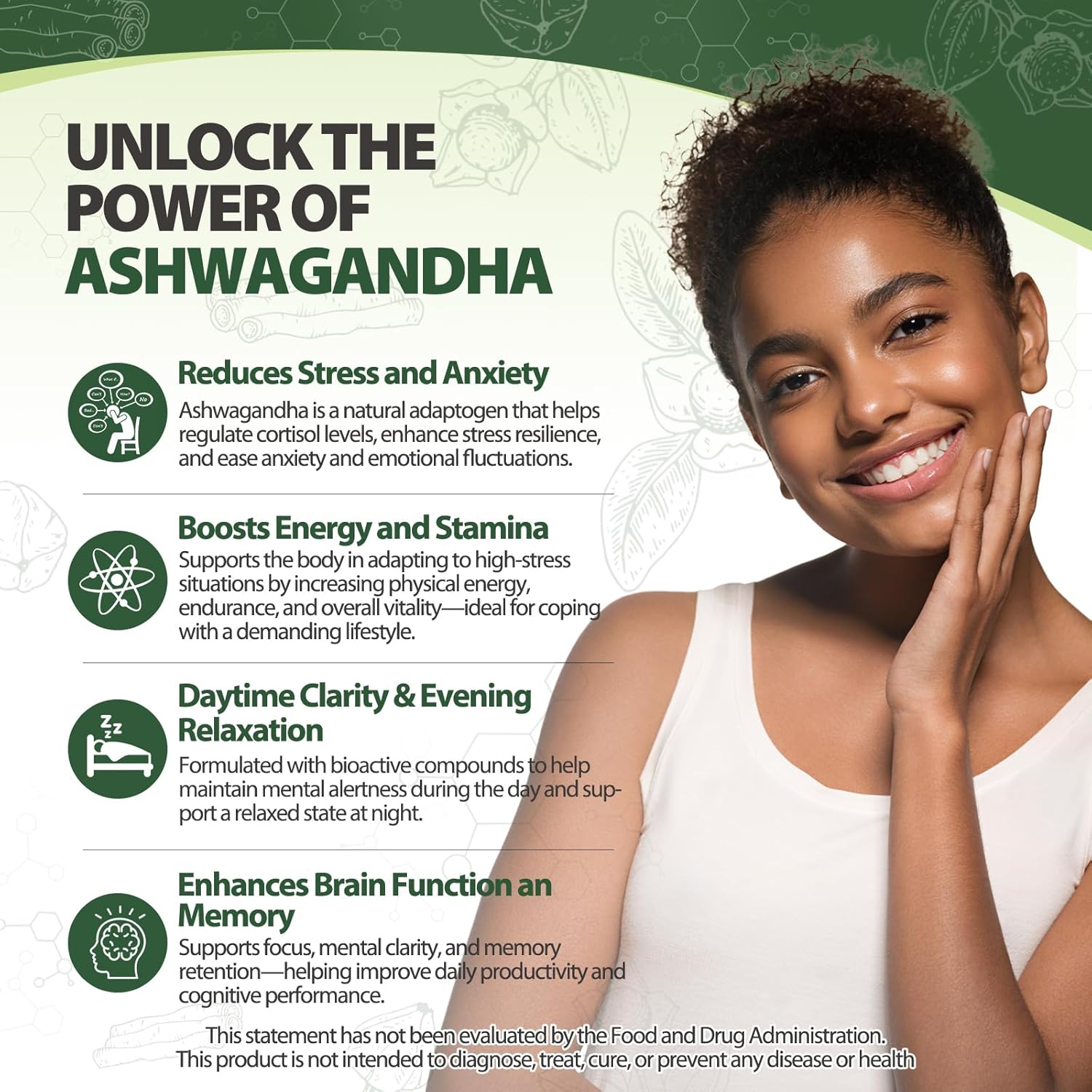 Ashwagandha Supplements 2400mg Organic with Black Pepper Vitamin B12 & B6 for Max Absorption Stress Relief Athletic Performance for Men & Women 60 Capsules - Image 5