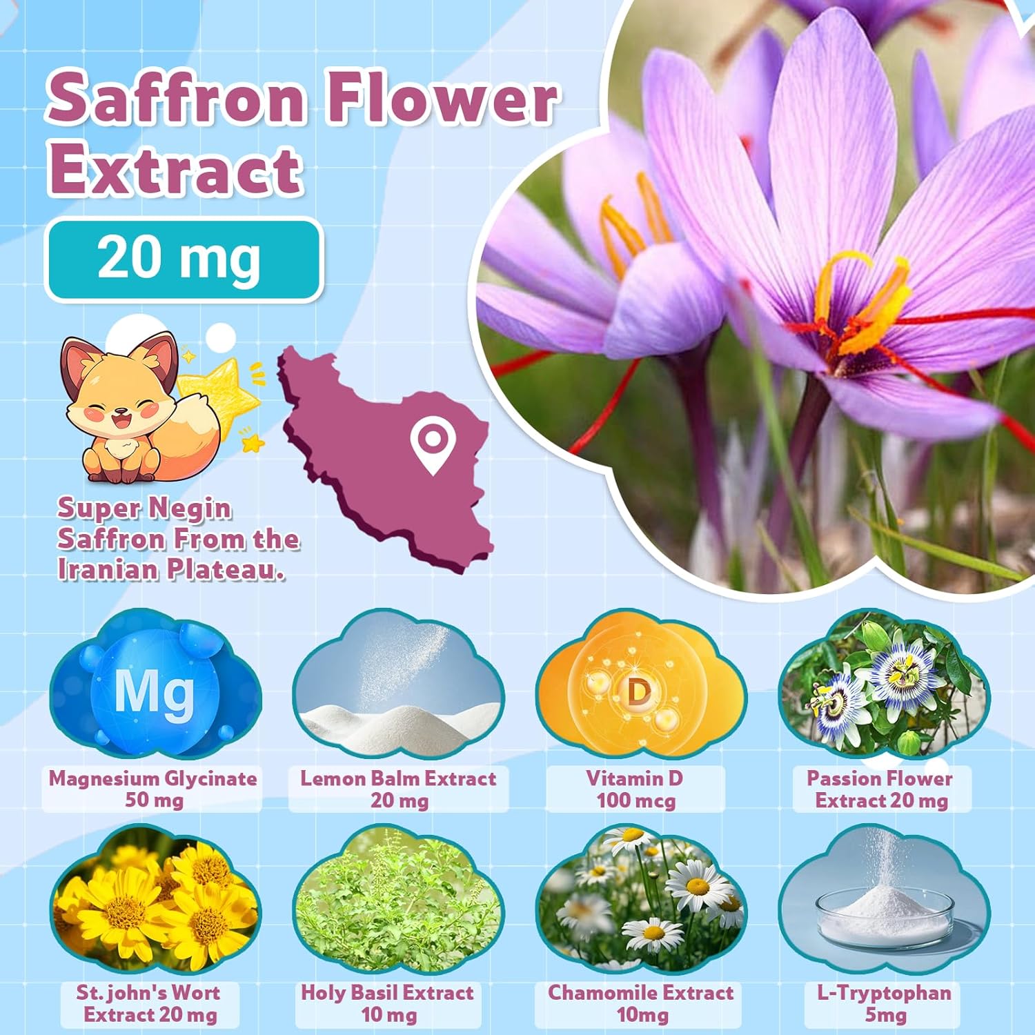Saffron Drink for Kids - Saffron Exact Drink Mix with GABA, Magnesium & Vitamin D3 - Supports Mood Focus & Sleep, Calms Temper Tantrums, Fruit Punch Drink Sticks Mix for Kids 4+, Sugar-Free - Image 2