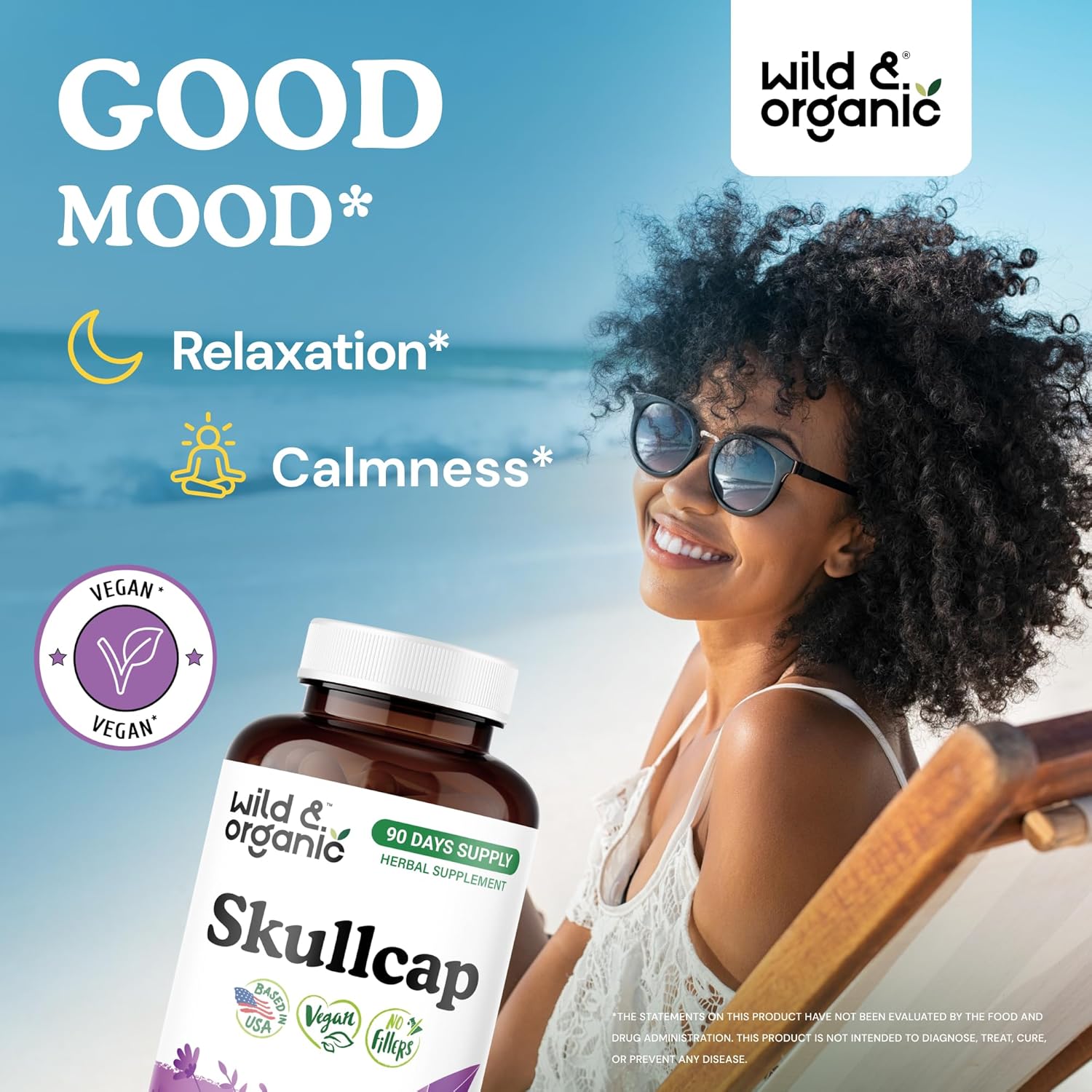 Wild & Organic Skullcap Herb Capsules 1200 mg - Calming Skullcap Supplement - 180 Capsules - Scutellaria Lateriflora Leaf Extract - 3-Month Supply - Vegan, No Fillers, Non-GMO - Image 2