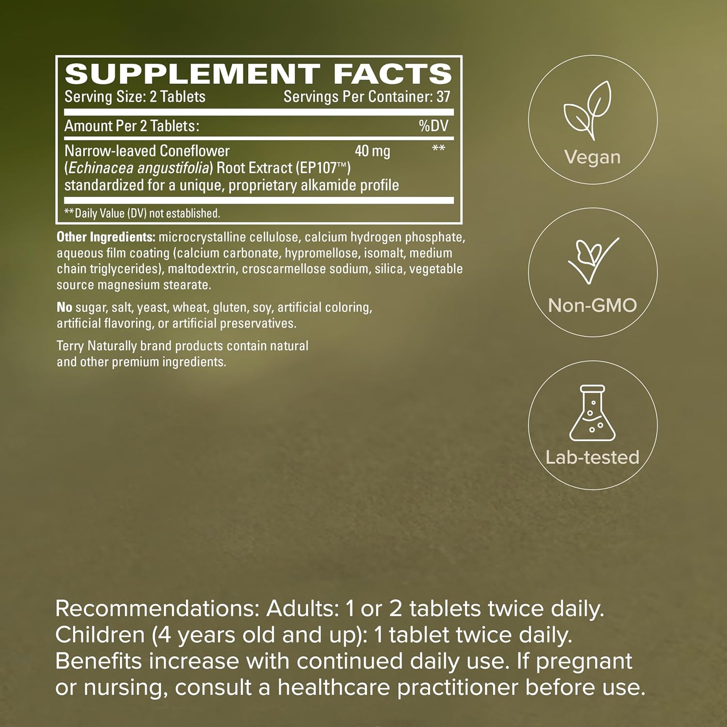 Terry Naturally AnxioCalm - 75 Tablets - Fast-Acting, Non-Drowsy, Non-Addictive Formula - Safe for Adults & Children 4+ Years - Non-GMO - 37 Servings - Image 5