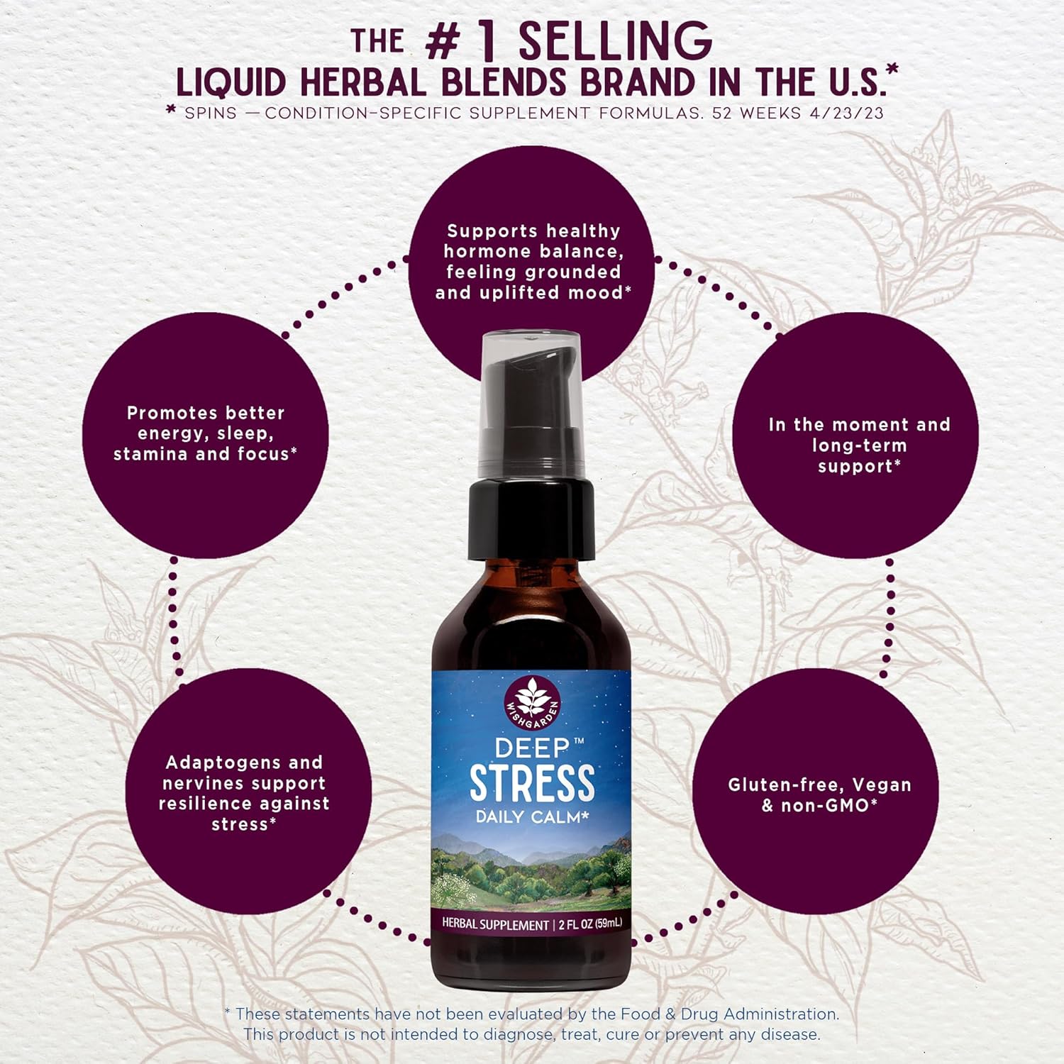 WishGarden Herbs Deep Stress, Cortisol & Adrenal Support Supplement, Ashwagandha, Holy Basil, Milky Oat - Adaptogen Liquid Herbal Tincture for Stress Relief & Nervous System Calm, 2oz - Image 3