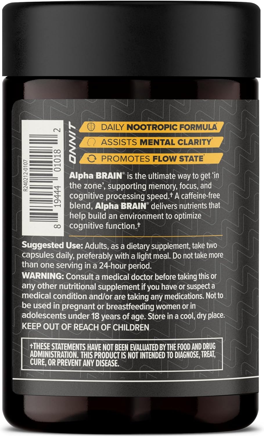 ONNIT Alpha Brain Nootropic Brain Supplement for Focus, Memory, Mental Clarity, Cognitive Support with L-Theanine and Vitamin B6, 90 Count - Image 12