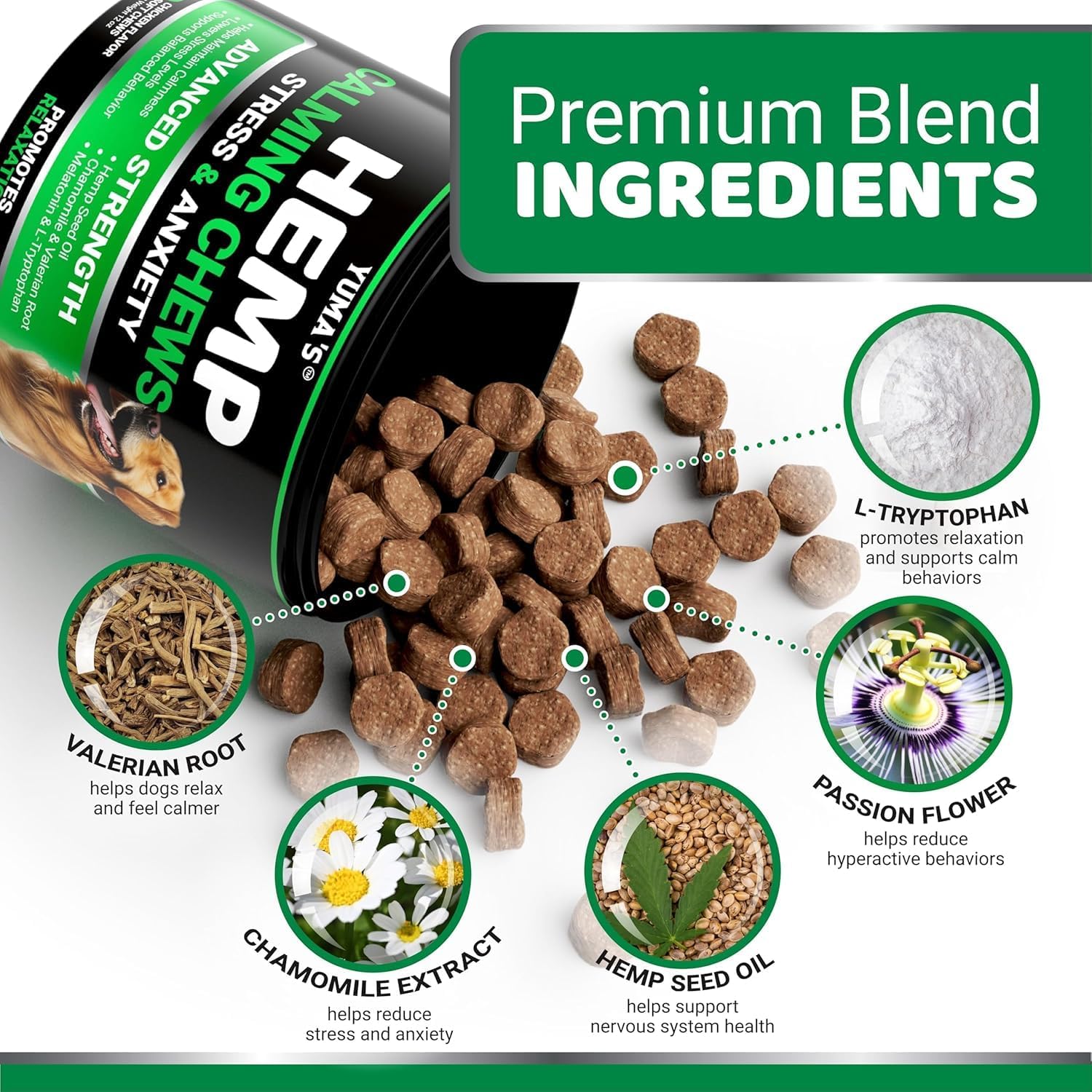 Advanced Calming Chews for Dogs - Hemp Dog Calming Chews - Anxiety Relief Treats with Melatonin, Hemp Oil - Separation Aid, Stress, Hip and Joint Supplement for Canine Health Support - Made in USA - Image 4