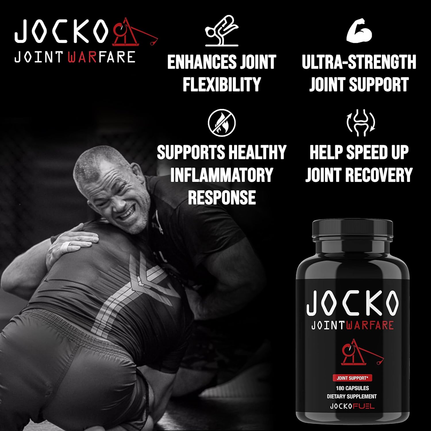 Jocko Fuel Joint Support Supplement - Glucosamine MSM for Joint Pain, Mobility, & Flexibility w/Turmeric & Boswellia (180 Capsules) - Image 3