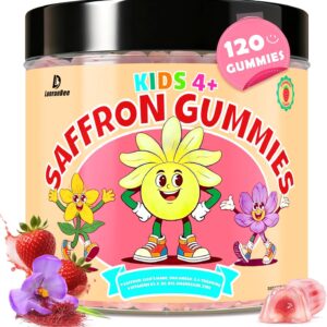 Saffron Gummies for Kids & Adults – Calm Focus Mood Support Gummies for Kids 4+ with Magnesium Glycinate, Vegan Omega-3 DHA EPA, L-Theanine, Lion’s Mane, Brain & Immune Support, Sugar Free,120 Ct