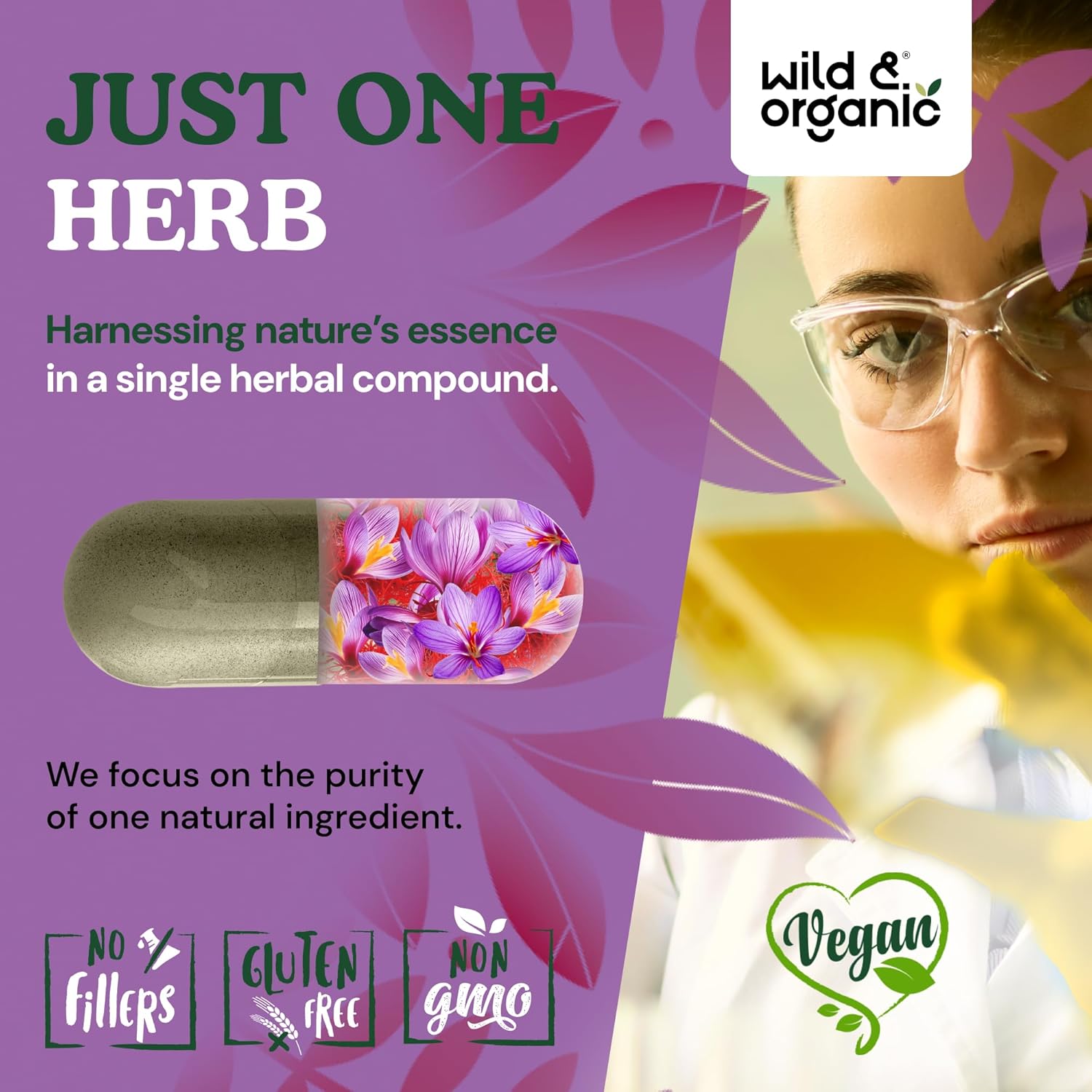 Wild & Organic Saffron Capsules 88.5 mg - Mood, Focus, Eye Support - Natural Saffron Supplements - Crocus Sativus Extract - 120 Days of Supply - Vegan, Non-GMO - 120 Count - Image 5
