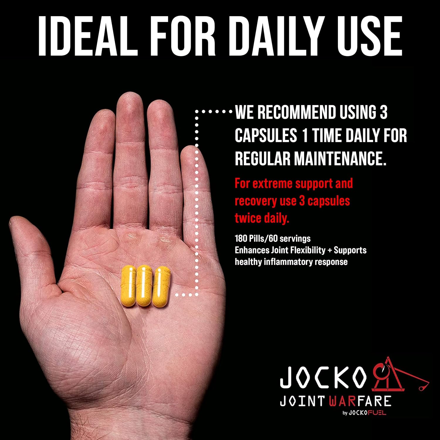 Jocko Fuel Joint Support Supplement - Glucosamine MSM for Joint Pain, Mobility, & Flexibility w/Turmeric & Boswellia (180 Capsules) - Image 6
