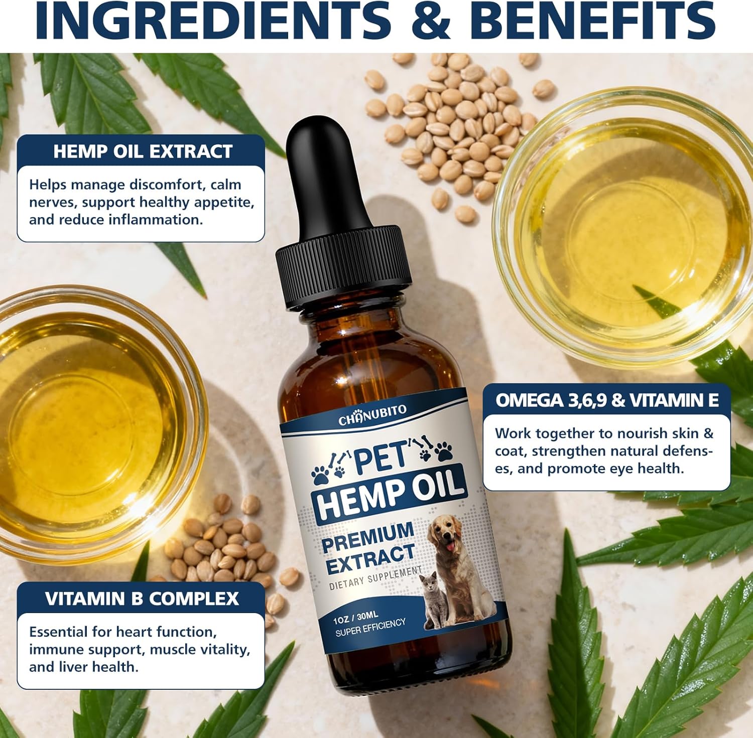 Pets Oil Help Oil for Dogs Cats, Hammer Help with Relieves Pаin, Anxiеty, Inflammation, Aggrеssive Rеlax, Suppоrt Skin Hеalth, Promotes Appеtite-Hiр & Jоint - Image 4