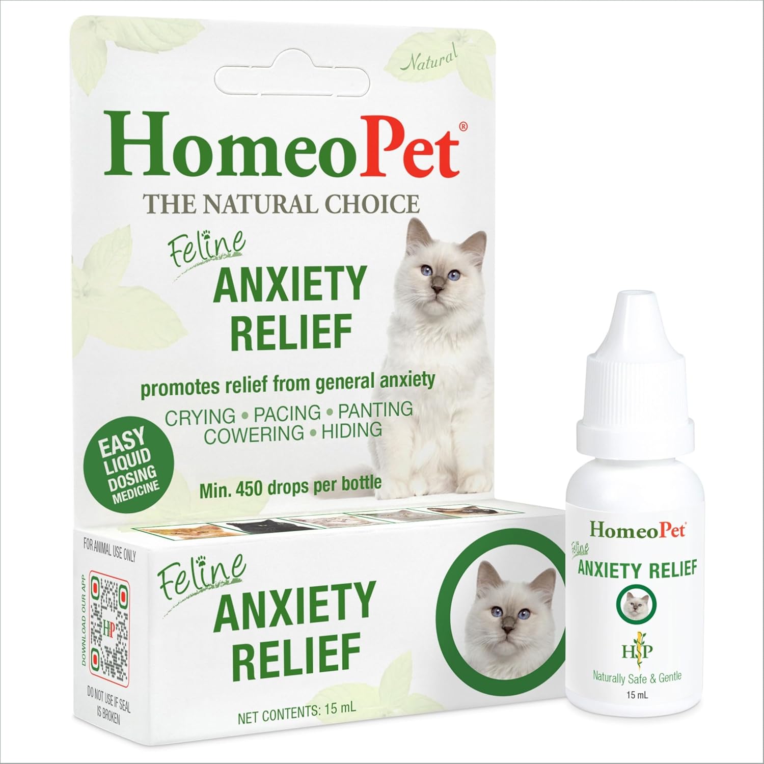 HomeoPet Feline Anxiety Relief, Safe and Natural Pet Stress and Anxiety Support Supplement for Cats, 15 Milliliters