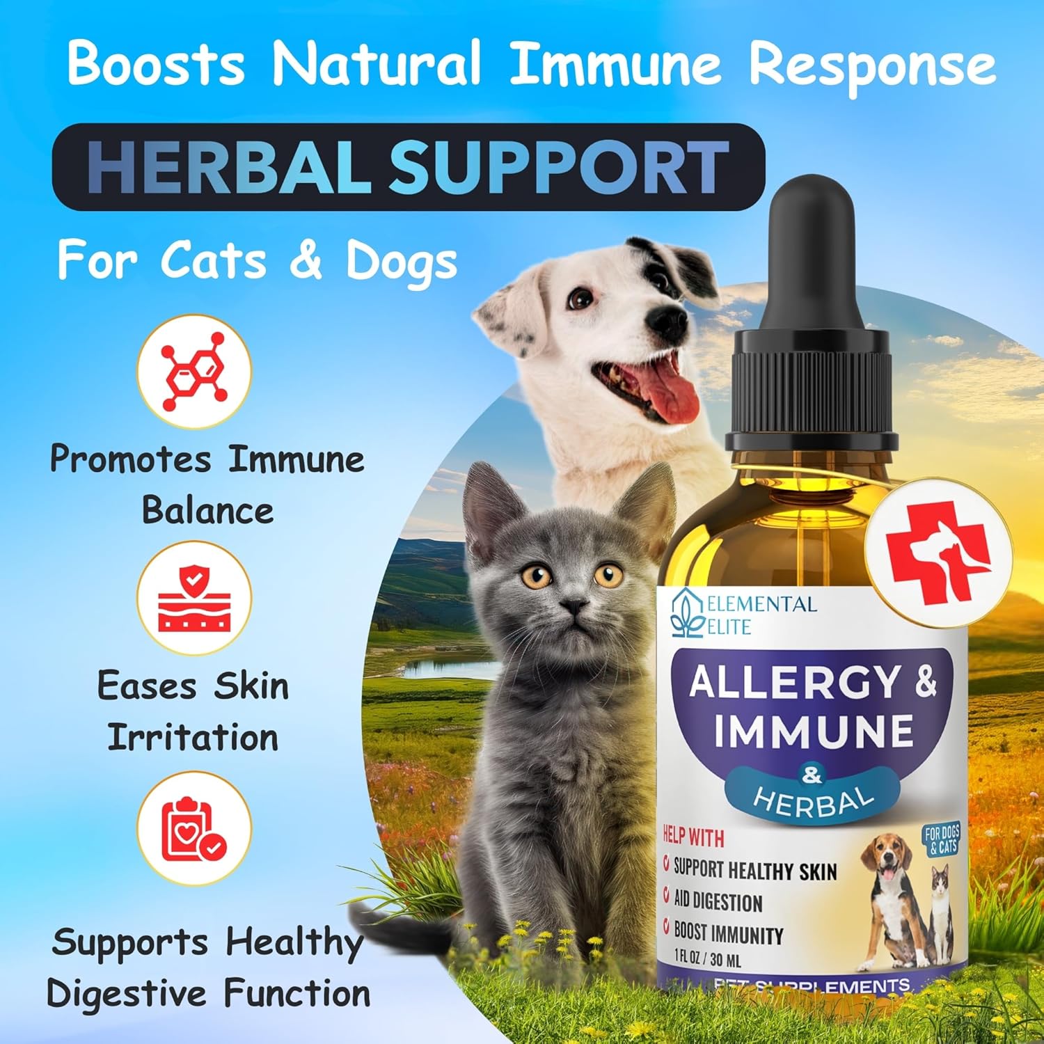 EDUZEBRA Allergy Relief Drops for Dogs & Cats, Natural Anti-Itch Support Supplement, Soothes Seasonal Allergies, Skin Irritation & Boosts Pet Wellness, Gentle Herbal Formula for All Breeds & Ages - Image 2