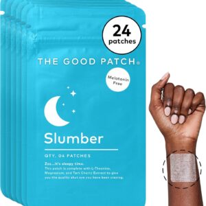 The Good Patch Slumber Sleep Patch Support, Melatonin Free, Sustained Release, Natural Patch with L-Theanine, Magnesium, Tart Cherry Extract, Plant Powered Wearable Wellness (24 Total Patches)