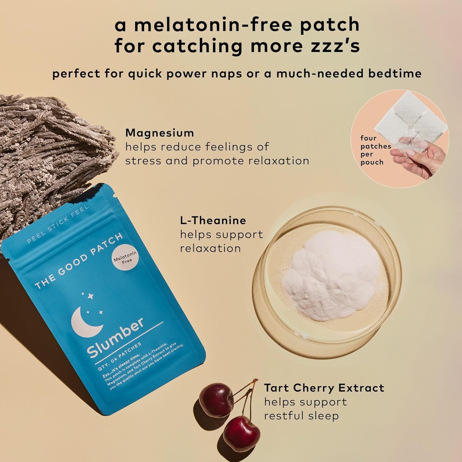 The Good Patch Slumber Sleep Patch Support, Melatonin Free, Sustained Release, Natural Patch with L-Theanine, Magnesium, Tart Cherry Extract, Plant Powered Wearable Wellness (24 Total Patches) - Image 2