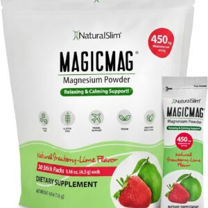 NaturalSlim Magicmag Pure Magnesium Citrate Powder – Stress, Constipation, Muscle, and Heart Support | Magnesium Supplement Drink Mix Strawberry Lime 0.16 Ounce