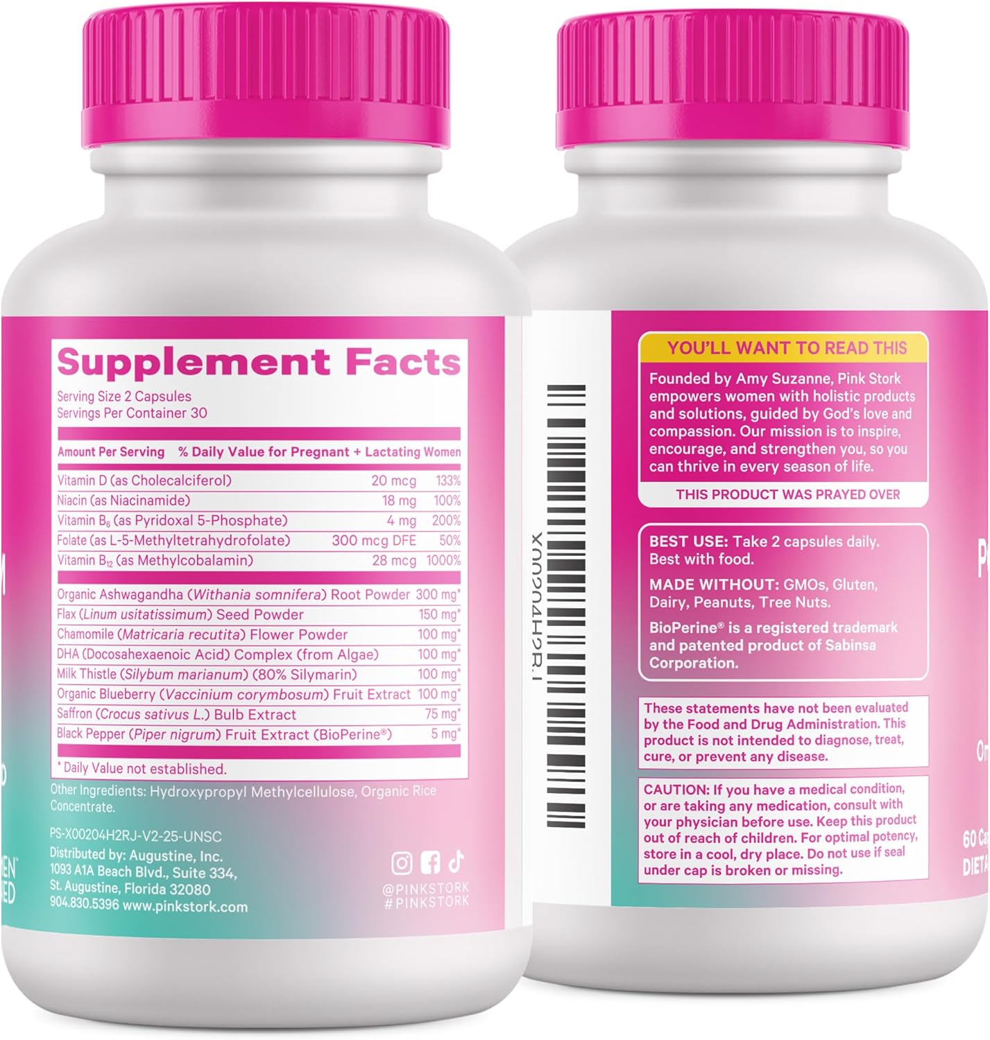 Pink Stork Postpartum Mood Support - Postnatal Hormone Balance for Women - Breastfeeding Friendly - Stress & Cognitive Support, New Mom Essentials - Ashwagandha, Chamomile, Vitamin D, 60 Capsules - Image 8