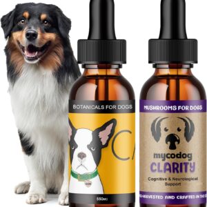 Calm & Clarity Cognitive Support Bundle: Calm Hemp Oil for Dogs (Dog Calming Drops) | MycoDog Clarity Mushroom Extract & Adaptogen Tincture for Emotional, and Mental Wellness