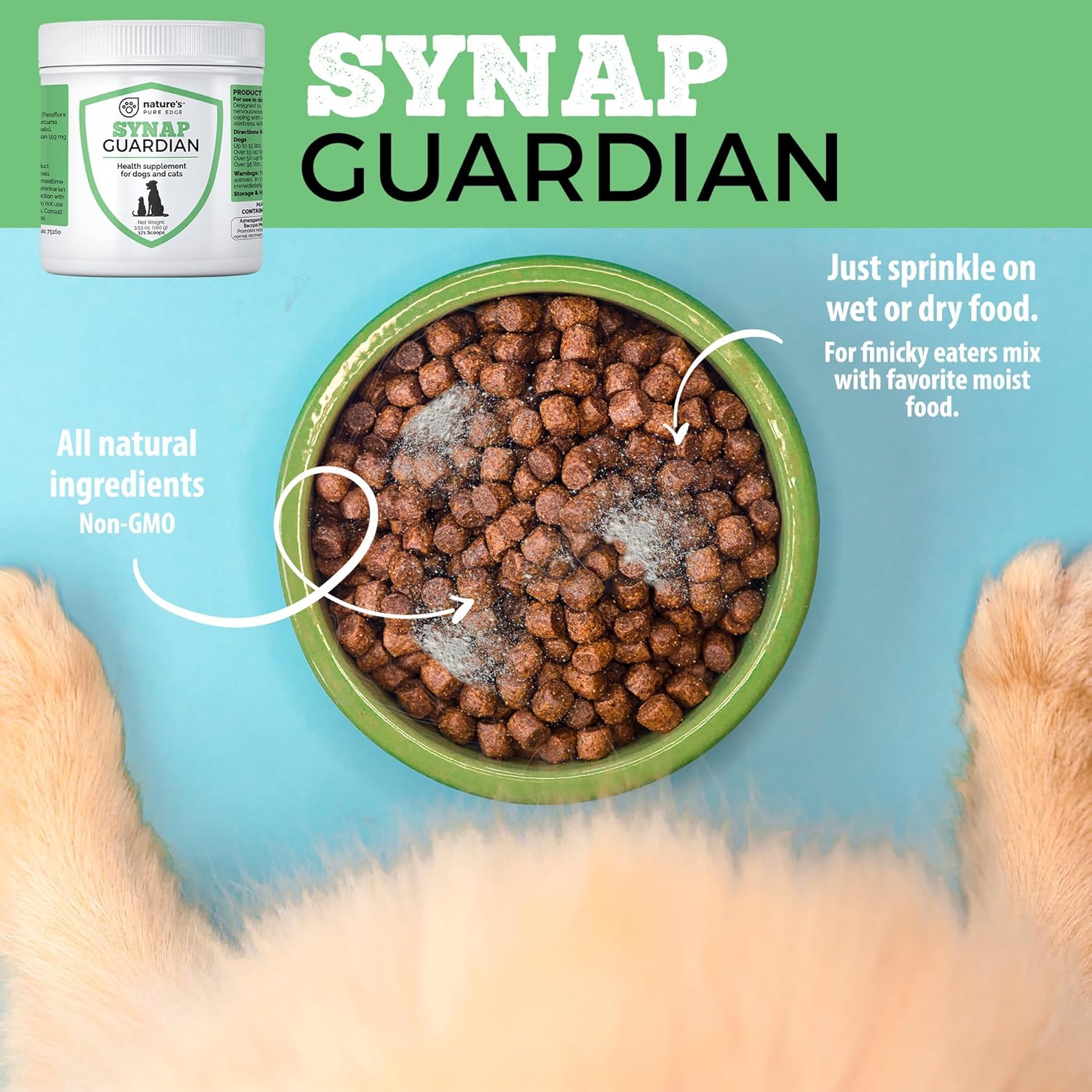 Synap Guardian - Nervous System Support and Calming Care for Dogs & Cats – Natural Relaxation Aid from a U.S.A. Company with Ashwagandha, Chamomile, Valerian & More, 100g - Image 8
